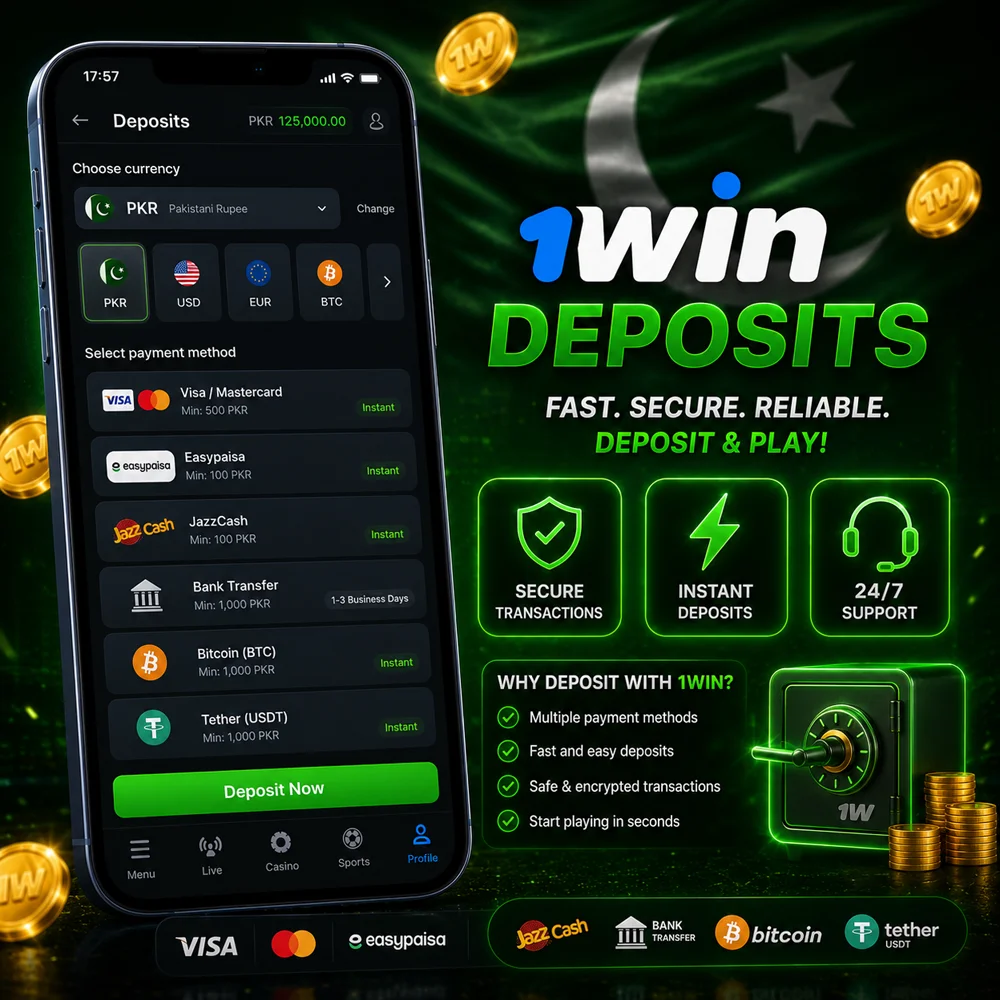 Make a deposit quickly and easily at 1win.