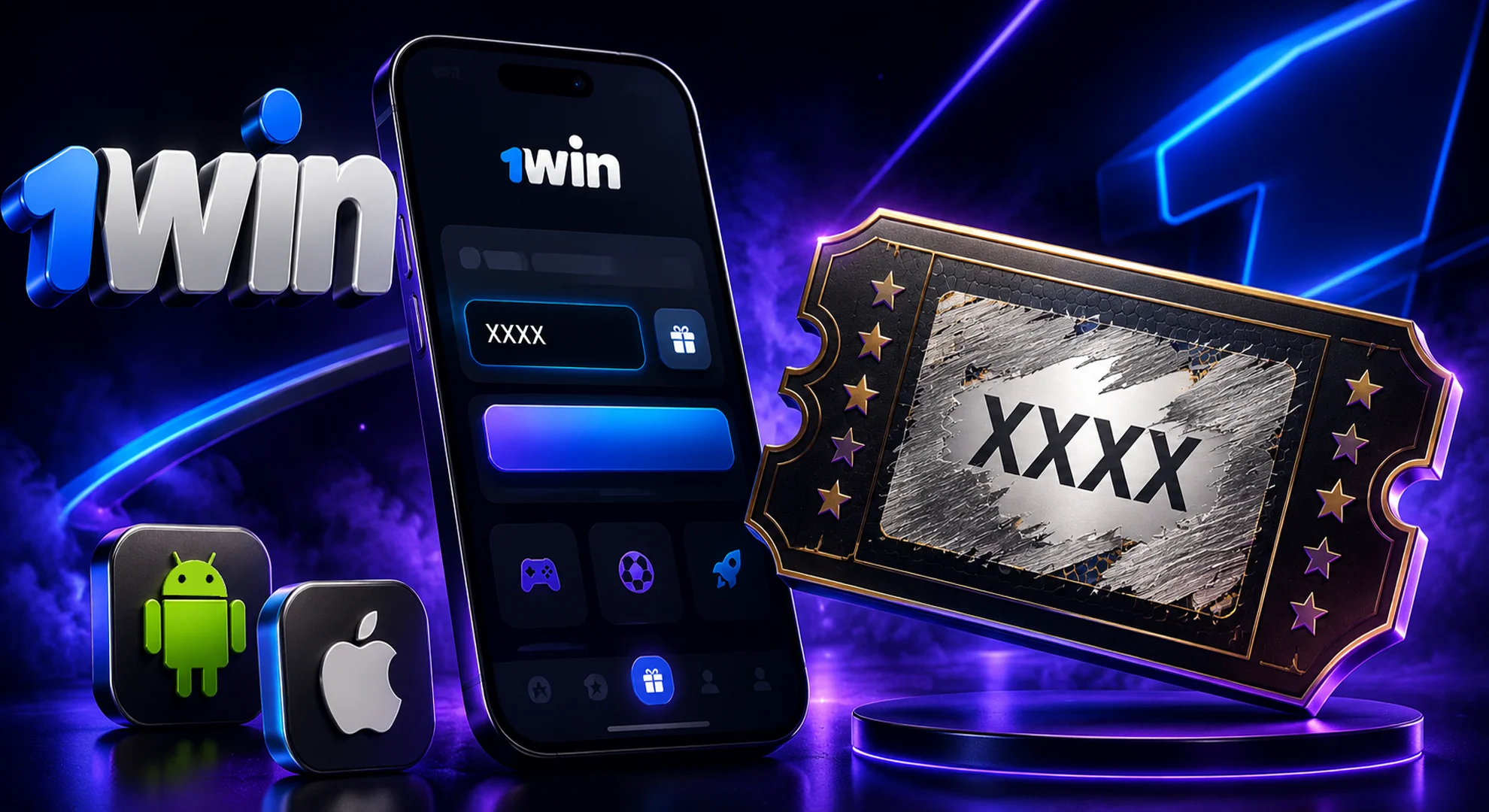 Use the promo code in the 1win app.