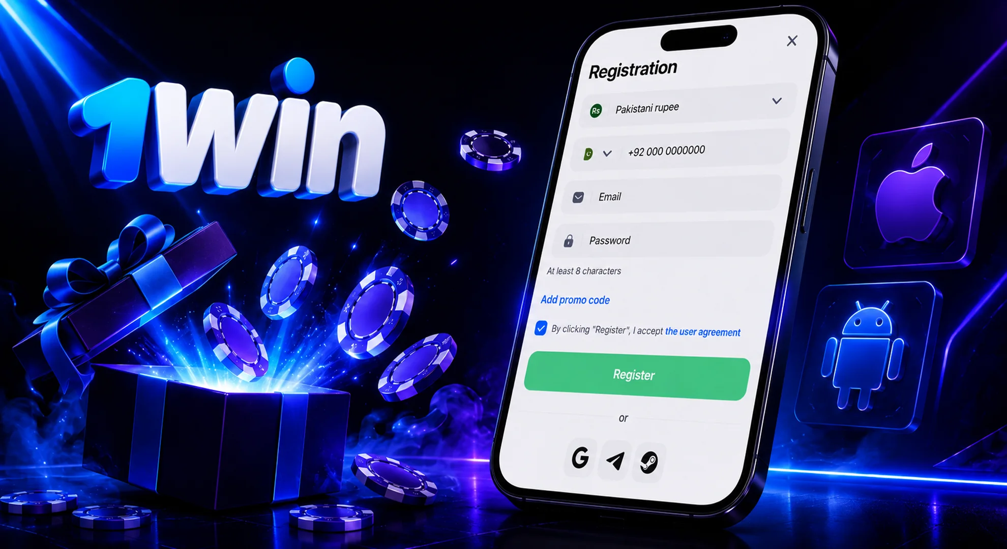 Sign up at 1win.